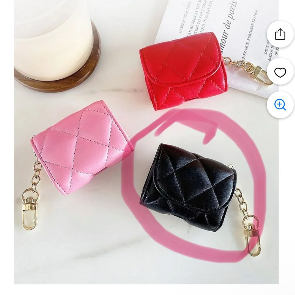 New Black Leather Air Pod Pro Keychain Case.
